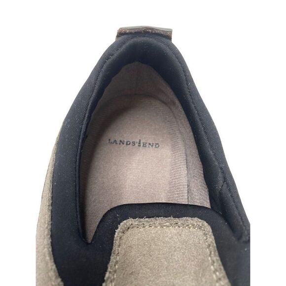 Womens LANDS END Suede‎ Gray Brown Black All Weather Slip On Moc Shoes Sz 7 7B - Picture 6 of 8